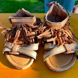 Fringe With Glitter Sandals Toddler Size 9